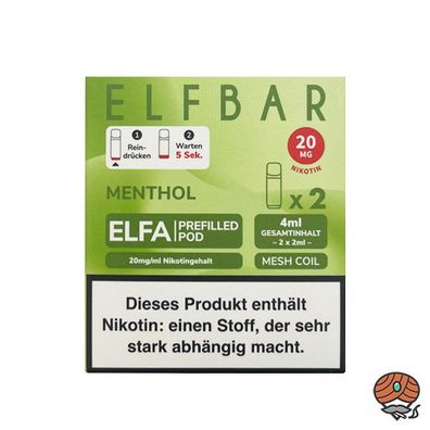 ELFBAR ELFA POD Menthol 20mg/ml Nikotin à 2 Pods