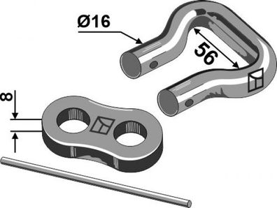 Kettenschloss Ø16 Kettenteilung 16 x 56
