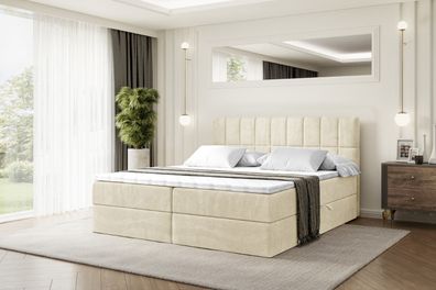 Boxspringbett mit Matratze, Boxbett, Topper, Polsterbett mit Bettkasten MIAMI