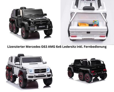 Mercedes G63 6x6 Kinder Elektroauto 12V mit Fernbedienung EVA-Reifen Leder MP3