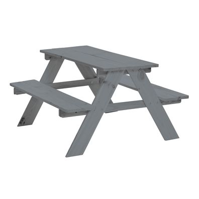 Happy People Picknicktisch Kinder Holz mittelgrau Outdoor Gartentisch Sitzgruppe