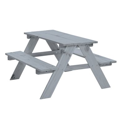 Happy People Picknicktisch Kinder Holz hellgrau Outdoor Gartentisch Sitzgruppe