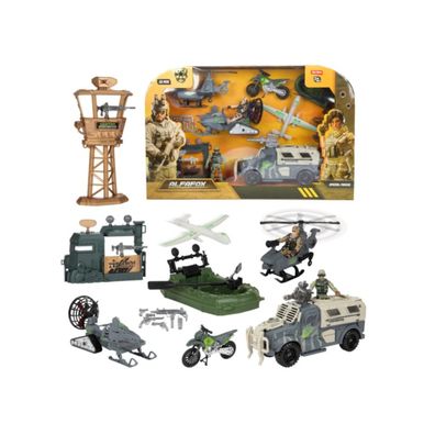 Alfafox Militär Spielset XL Fahrzeuge Set mit Figuren Zubehör Toi-Toys