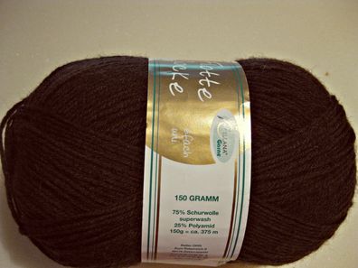 150g Sockenwolle uni 6 fach von Rellana Nr 2106 braun
