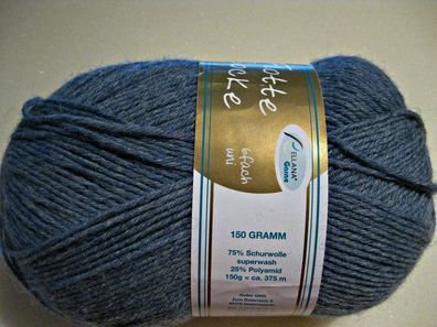 150g Sockenwolle uni 6 fach von Rellana Nr 2172 jeansblau