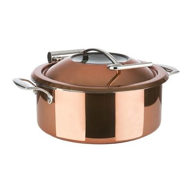 Aps Chafing Dish 4teilig Edelstahl mit Deckelbremse und induktionsfähig in kupfer