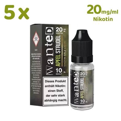 Wanted Overdosed Apfelstrudel * 20mg/ml* Nikotinsalz, Liquid 5x 10ml