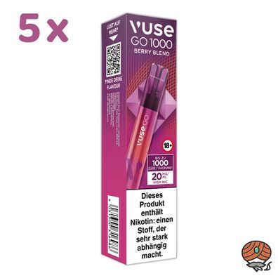 Vuse GO E-Shisha BERRY BLEND, 5x 20mg Nikotin, max. 1000 Züge Einweg-E-Zigarette