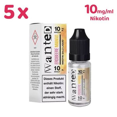 Wanted Overdosed Erdbeere MANGO * 10mg/ml* Nikotinsalz, Liquid 5x 10ml