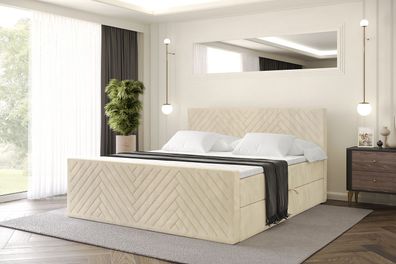 Boxspringbett mit Matratze, Boxbett, Topper, Polsterbett mit Bettkasten VEXA-Z