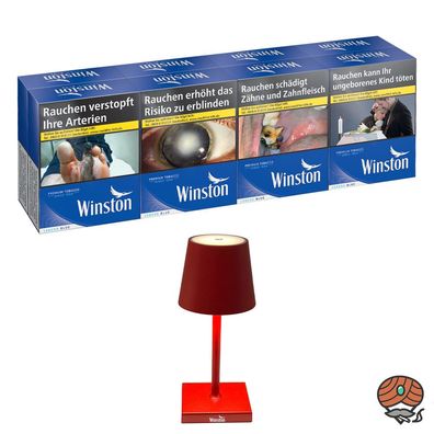 Winston Blue/Blau Zigaretten XXL 8x 27 Stück + Winston aufladbare Tischlampe