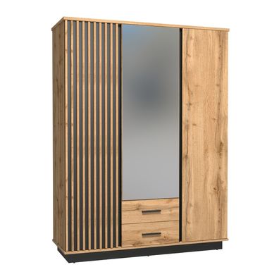 Dreitüriger Kleiderschrank LAMELO LA15 mit Spiegel und zwei Schubladen