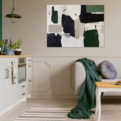 Leinwandbild Abstrakt Grün Schwarz Leinwand Bilder Wanddeko Wohnzimmer Schlafzimmer