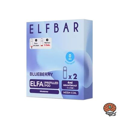 ELFBAR ELFA POD Blueberry 0mg/ml Nikotin à 2 Pods, nikotinfrei