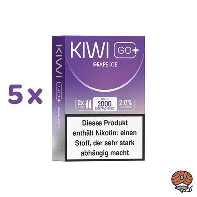 KIWI GO+ POD Grape Ice 20mg/ml Nikotin 5x 2 Pods