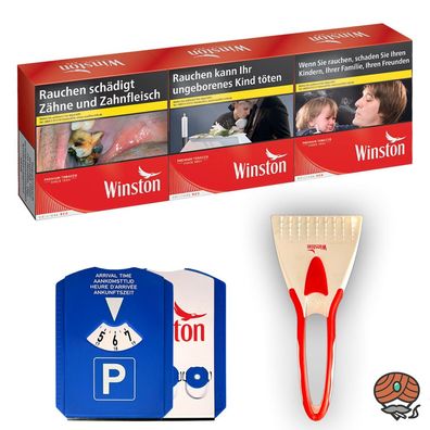 Winston Red/Rot Zigaretten 6XL 3x 60 Stück + Winston Parkscheibe, Eiskratzer