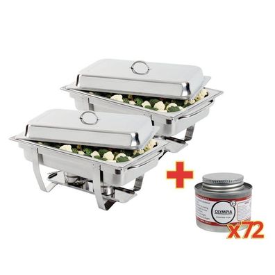 Sonderangebot 2 x Milan Chafing-Dish mit 72 x flüssige Brennpaste