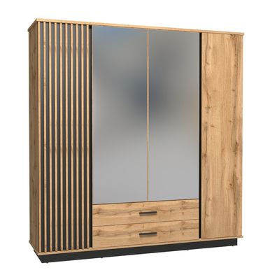 Viertüriger Kleiderschrank LAMELO LA18 mit Spiegeln und zwei Schubladen