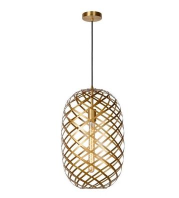 Lucide Hängelampe Metall Gold Esszimmer Ø32 cm E27 Industrial Pendelleuchte rund