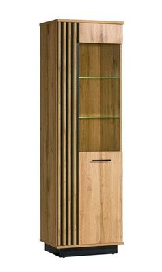 Glasvitrine LAMELO LA2, Standvitrine, Wohnzimmermöbel, Stauraum, Beleuchtung