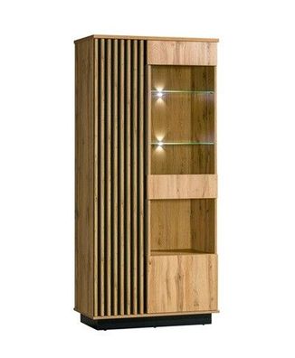 Glasvitrine LAMELO LA3, Standvitrine, Wohnzimmermöbel, Stauraum, Beleuchtung