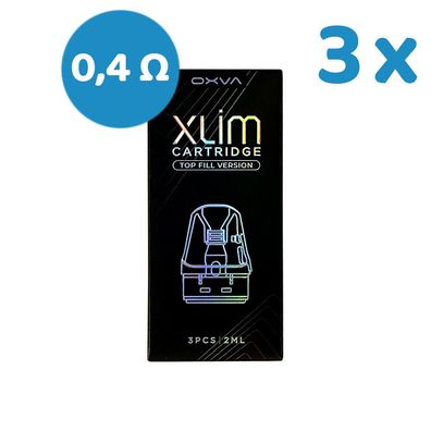 3 x OXVA Xlim PRO Cartridge / Leer-Pod, 0,4 Ohm, 3 Stück à 2ml Tank, nur für V2