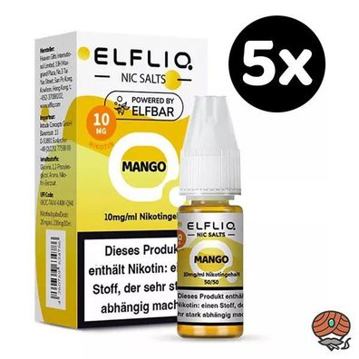 ELFLIQ by ELFBAR Mango, * 10mg/ml* Nikotinsalz, Liquid 5x 10ml