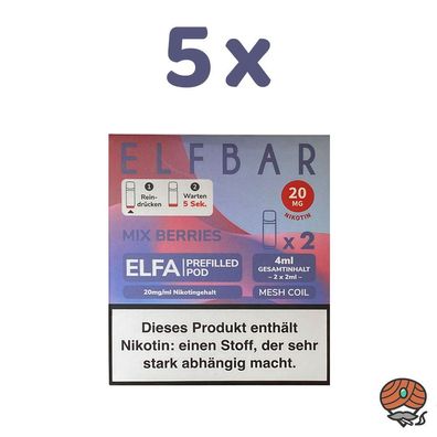 ELFBAR ELFA POD Mix Berries 20mg/ml Nikotin 5x 2 Pods