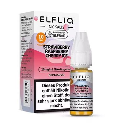 ELFLIQ by ELFBAR Strawberry Raspberry Cherry Ice * 10mg/ml* Niksalz, Liquid 10ml