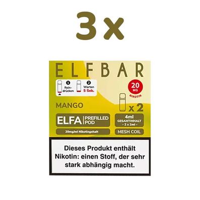 ELFBAR ELFA POD Mango 20mg/ml Nikotin 3x 2 Pods