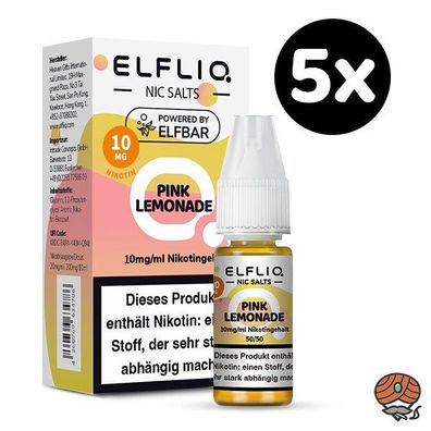 ELFLIQ by ELFBAR Pink Lemonade * 10mg/ml* Nikotinsalz, Liquid 5x 10ml
