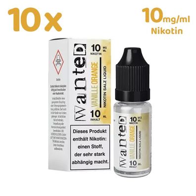 Wanted Overdosed Vanille ORANGE * 10mg/ml* Nikotinsalz, Liquid 10x 10ml