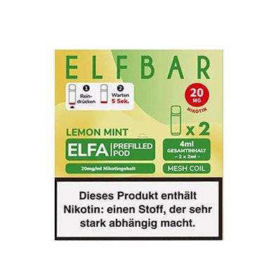 ELFBAR ELFA POD Lemon Mint 20mg/ml Nikotin à 2 Pods