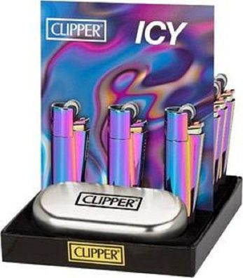 Clipper Classic Metall Original Feuerzeug Metall ICY Colors #2 mit Etui/Box NEU