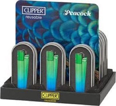 Clipper Classic Metall Original Feuerzeug Metall Peacock mit Etui/Box NEU
