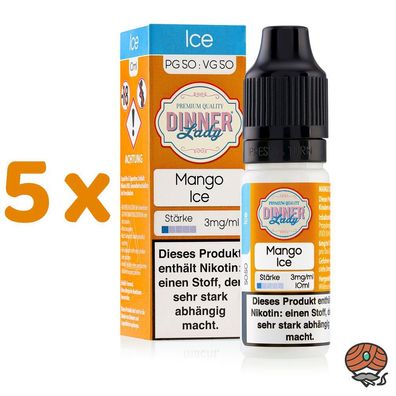 Dinner Lady Mango Ice 3mg/ml Nikotin, 50/50 Liquid 5x 10ml