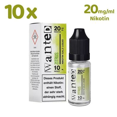 Wanted Overdosed ZITRUS * 20mg/ml* Nikotinsalz, Liquid 10x 10ml