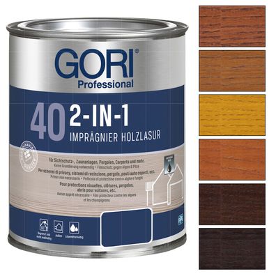 GORI 40 2in1 Holzlasur 0.75 LTR Imprägnierung Dünnschichtlasur Wetterschutzlasur
