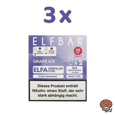 ELFBAR ELFA POD Grape Ice 20mg/ml Nikotin 3x