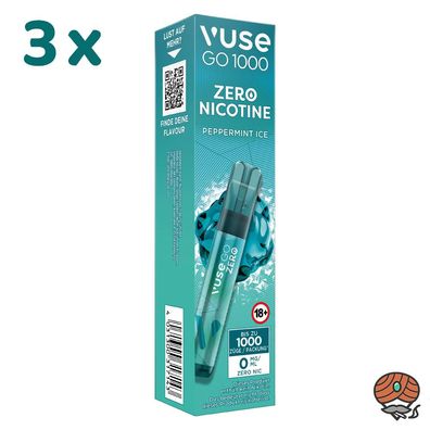 Vuse GO 1000 E-Shisha Peppermint ICE, 3x nikotinfrei, Einweg-E-Zigarette, Vape