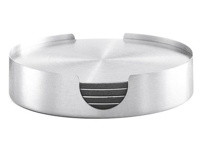 ZELLER Present Glas-Untersetzer Edelstahl Ø10cm silber 7tlg