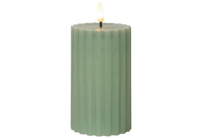 STAR Trading LED Wachskerze Flamme Stripe Batterie Timer 15x7,5cm grün