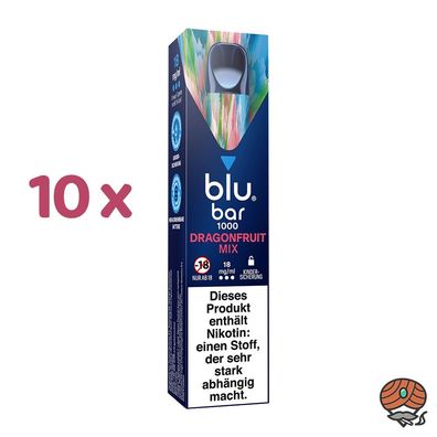 blu bar Dragonfruit MIX 10 E-Shishas 18mg Nik. Einweg-E-Zigarette max. 1000 Zug