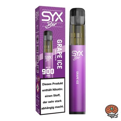 SYX BAR E-Shisha GRAPE ICE, 20mg/ml Nikotin, max. 900 Züge, Einweg-E-Zigarette