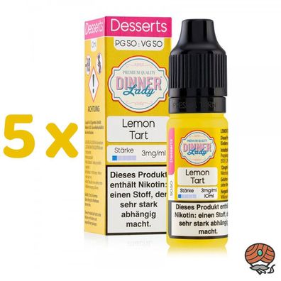 Dinner Lady Lemon Tart 3mg/ml Nikotin, 50/50 Liquid 5x 10ml