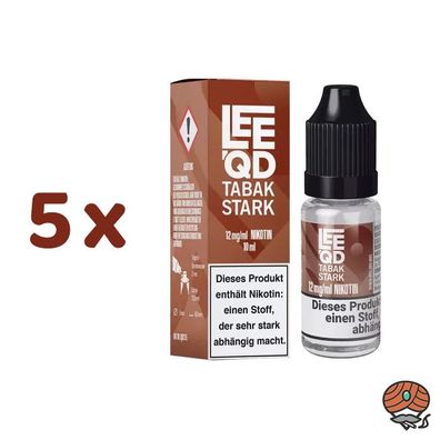 LEEQD Tabak Stark 12mg/ml Nikotin, Liquid 5x 10ml