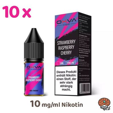 OXVA Overdosed Strawberry Raspberry CHERRY 10mg/ml Nikotin 50/50 Liquid 10x 10ml