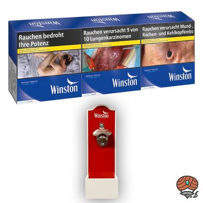 Winston Blue/Blau Zigaretten 6XL 3x 60 Stück + Winston Wandflaschenöffner