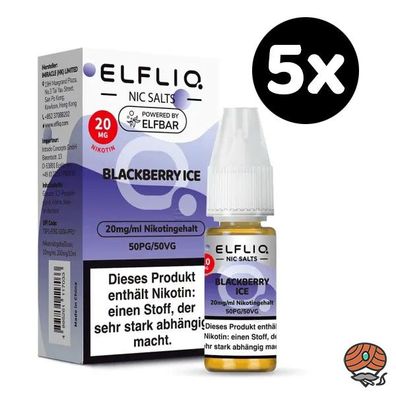 ELFLIQ by ELFBAR Blackberry Ice * 20mg/ml* Nikotinsalz, Liquid 5x 10ml