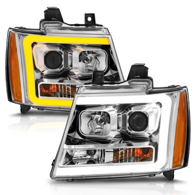 Chevrolet Tahoe Suburban Avalanche Scheinwerfer LED Tube chrom 2007 - 2014 07-14 sw